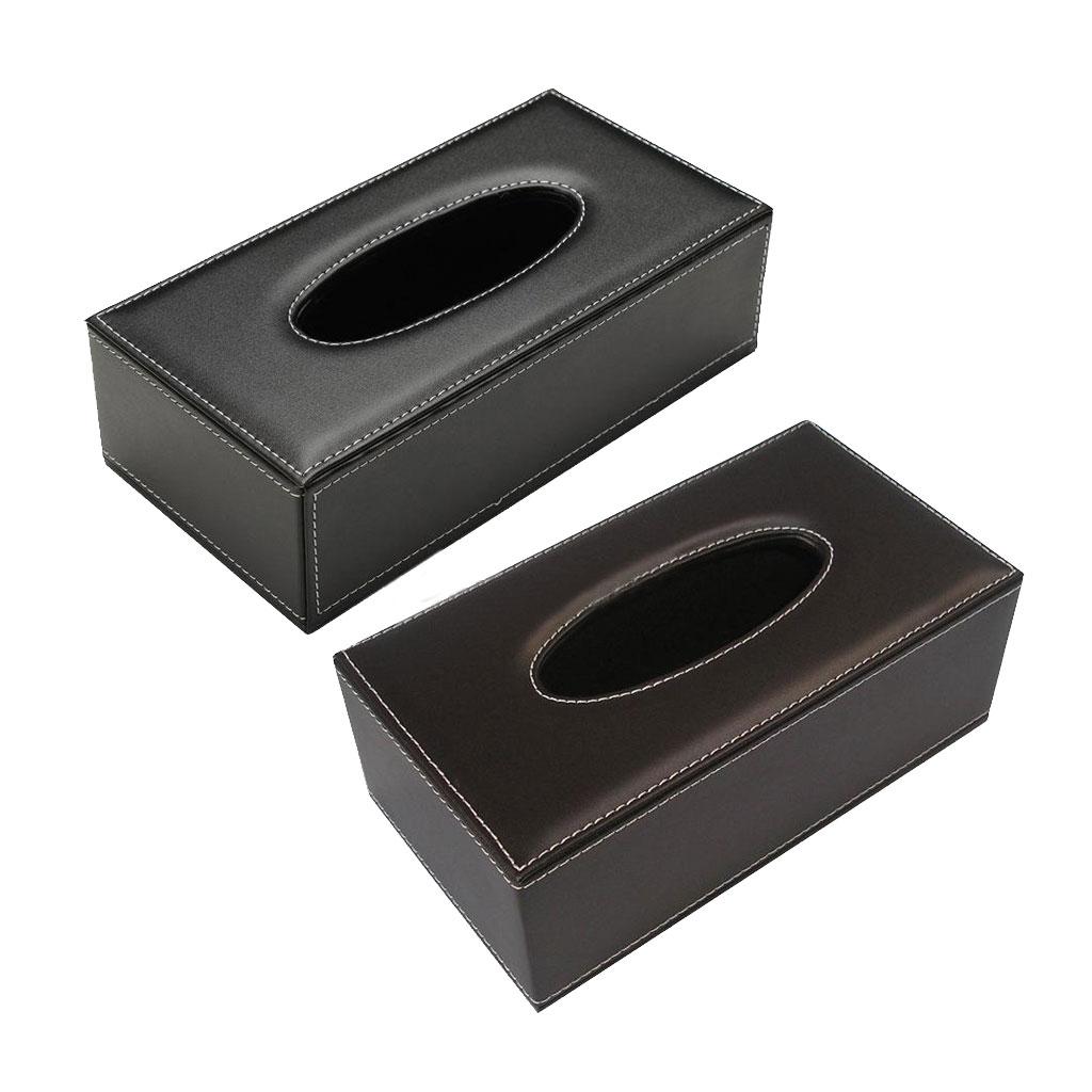 PU Leather Tissue Box Cover Home Car Napkin Toilet Paper Holder Case Brown