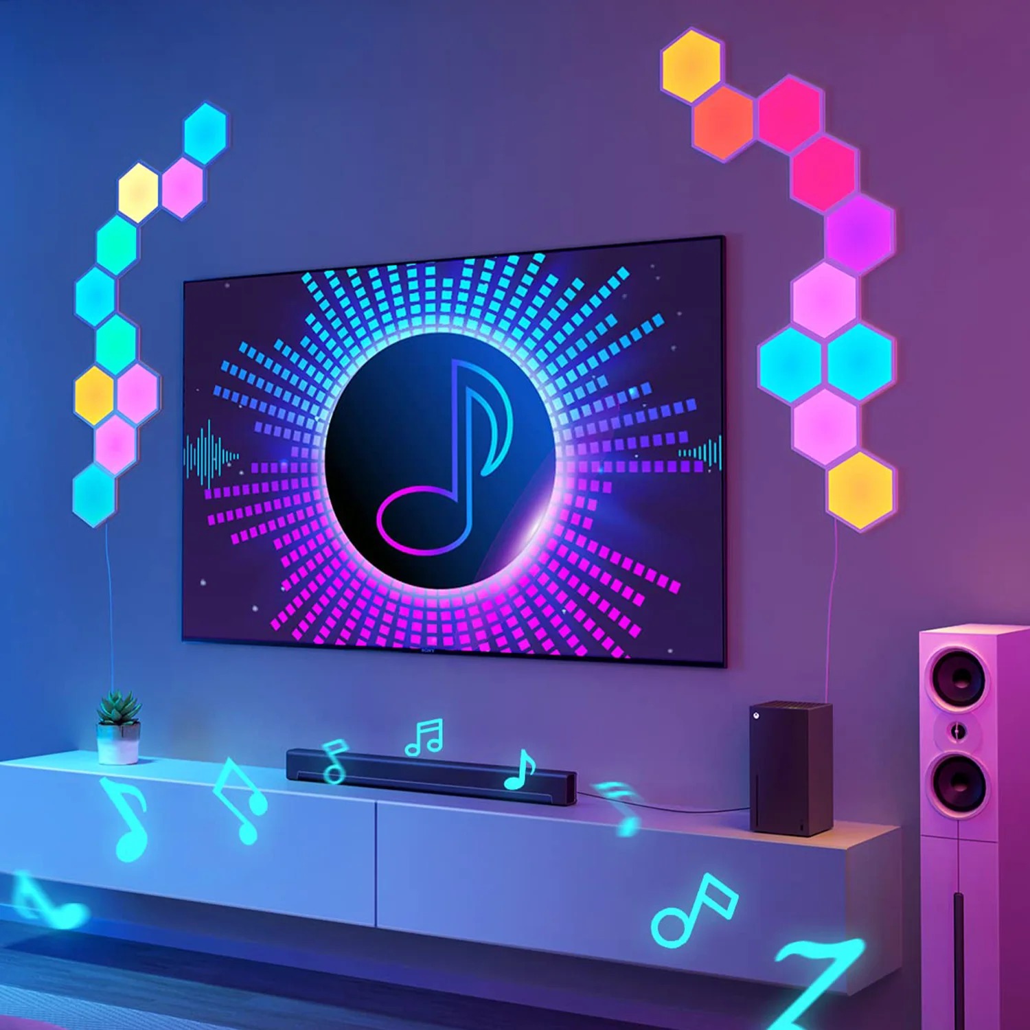 Đèn LED lục giác Govee Glide Hexa Light Panels H6061 | DIY trang trí tường, lắp ghép thông minh, 40 chế độ màu sẵn | Hàng chính hãng