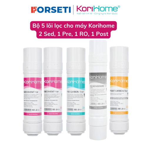 Combo 5 lõi Korihome bao gồm 2 sediment + 1 pre + 1R.O + 1 Post) - Hàng chính hãng