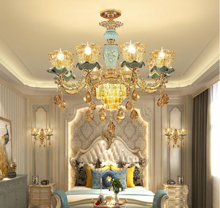 Đèn chùm PEOSE kiểu dáng sang trọng loại 8 tay trang trí nội thất hiện đại - kèm bóng LED chuyên dụng.