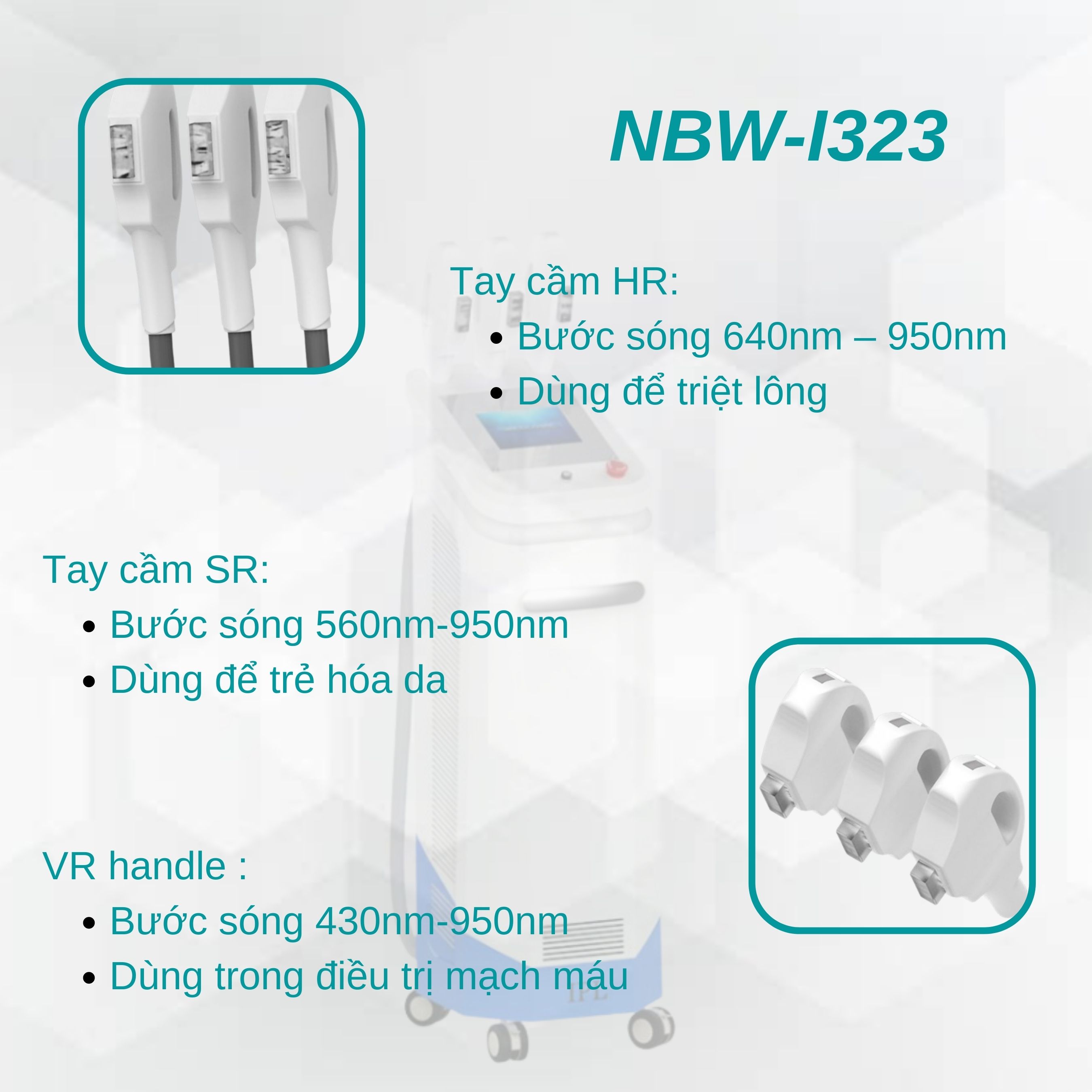 Máy triệt lông 3 tay cầm IPL (NBW-I323)