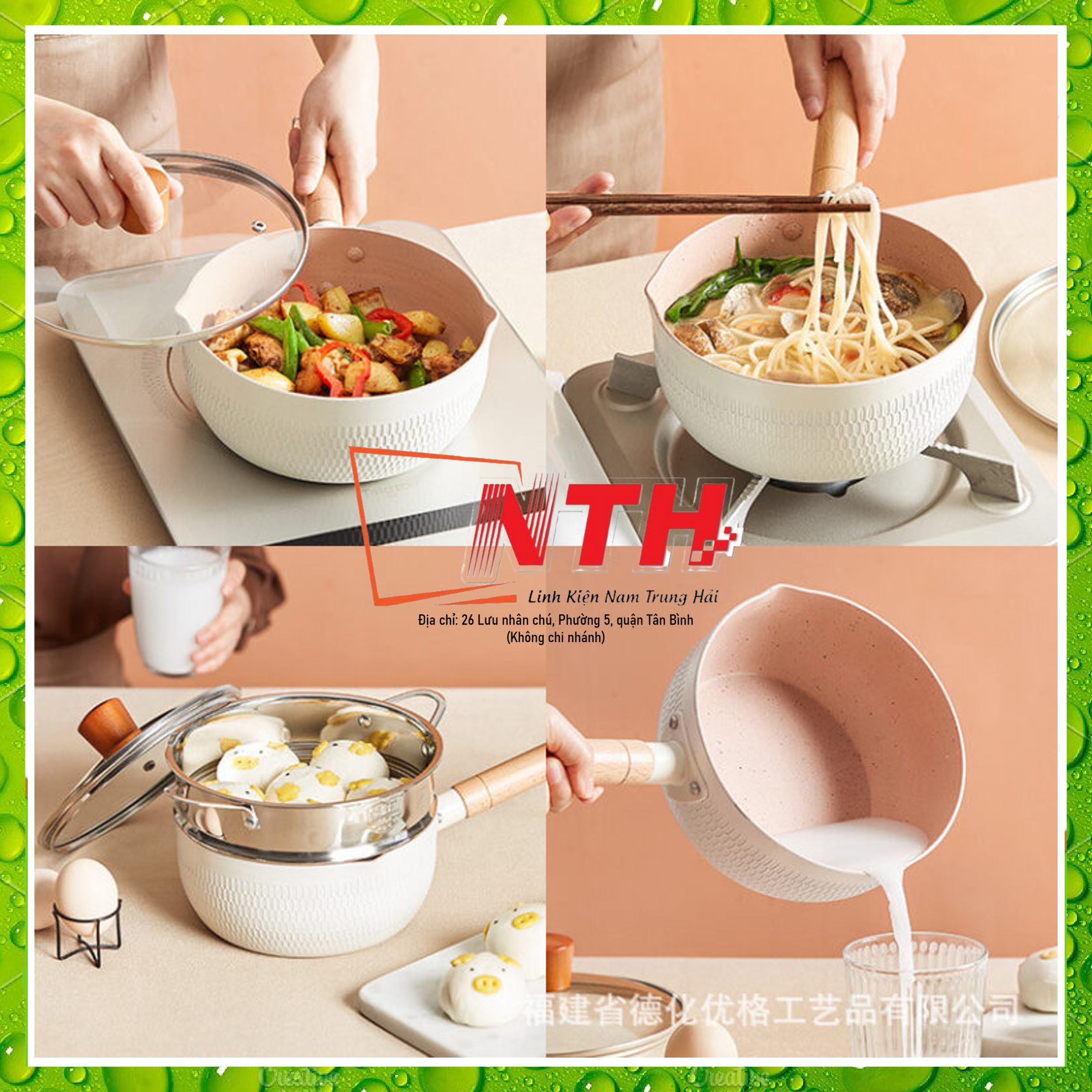 Chảo sâu lòng CERAMIC lúa mạch -Không kèm xửng, hấp