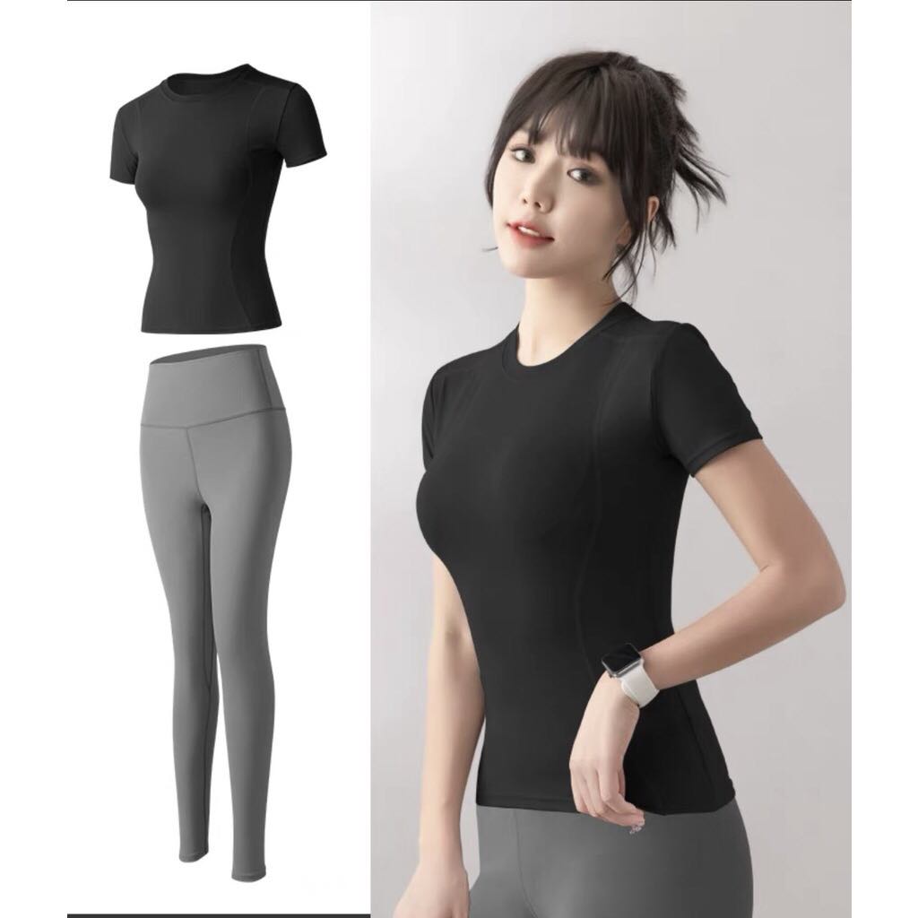 Áo thun nữ thể thao ngắn tay chất đanh mịn, thấm mồ hôi, nhanh khô