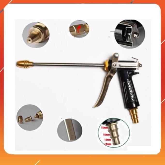 Vòi Xịt️Evoucher Bộ dây vòi xịt nước rửa xe, tưới cây , tăng áp 3 lần, loại 20m 206318 đầu đồng,cút,nối đen+ đai