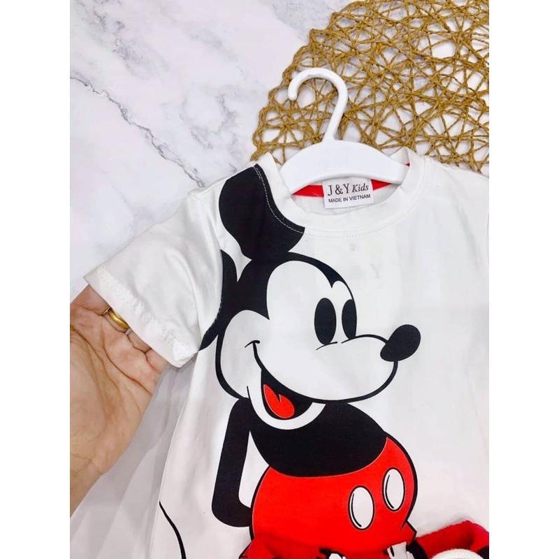 Bộ mickey trắng quần đỏ bé