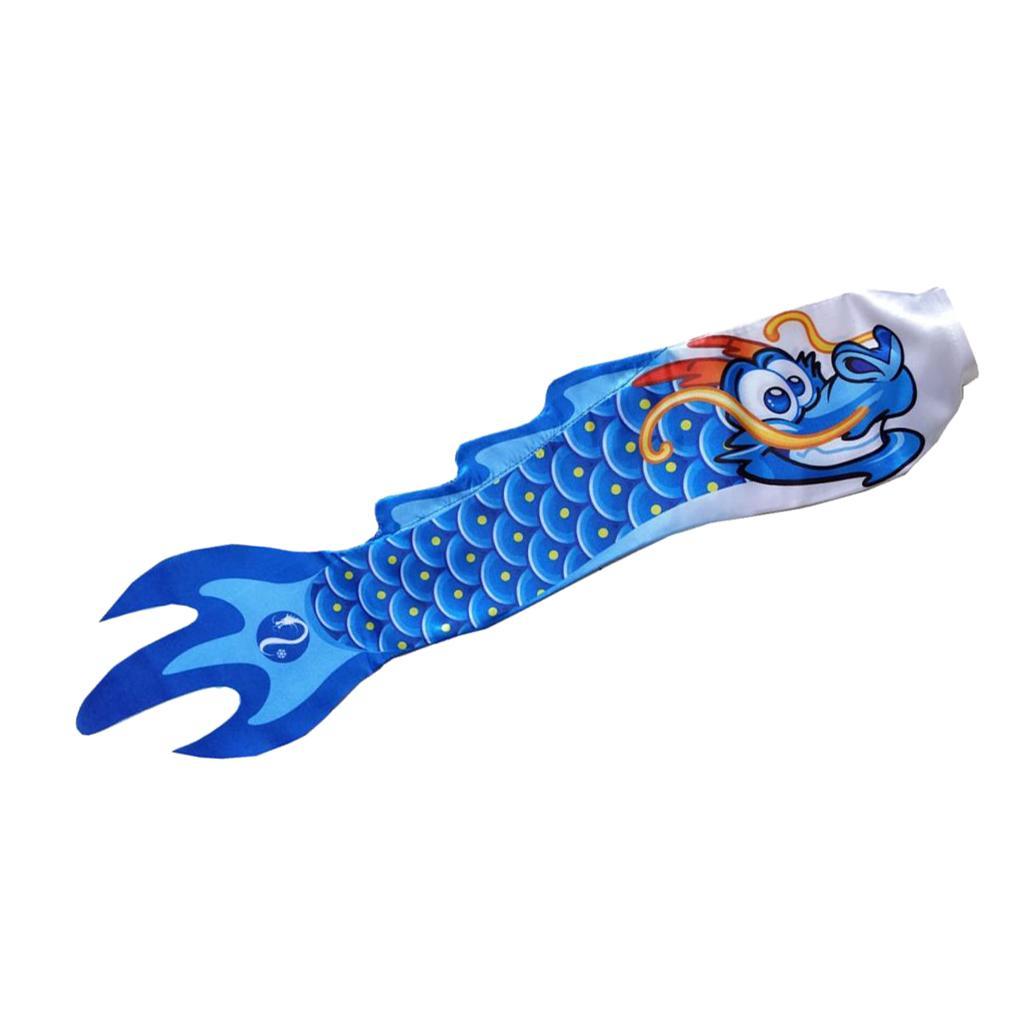 2-4pack Creative Dragon Flag Outdoor Windsock Carp Streamer Hanging Decor Blue