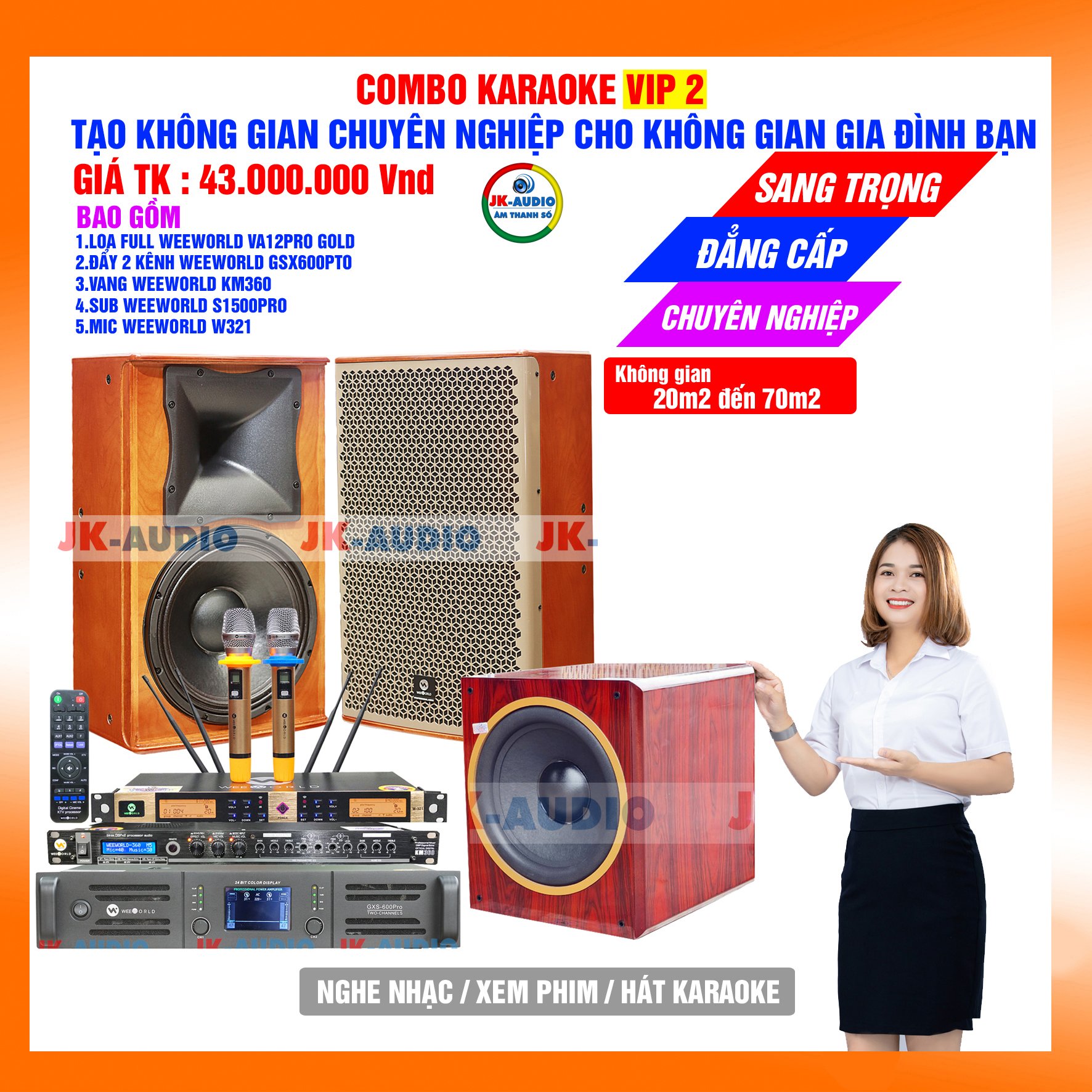 DÀN KARAOKE GIA ĐÌNH LOA WEEWORLD VA12PRO GOLD GIÁ 43 TRIỆU - Hàng chính hãng