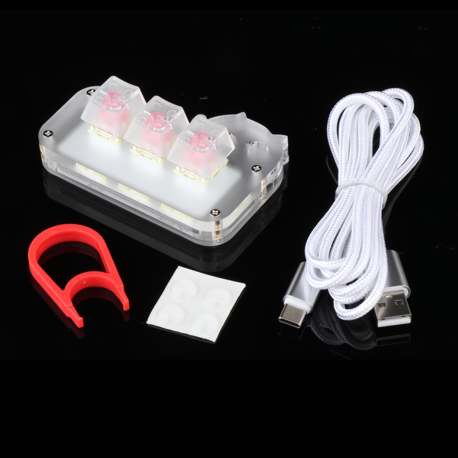 Mini 3 Key Game Keypad RGB LED Backlit Transparent Keycap