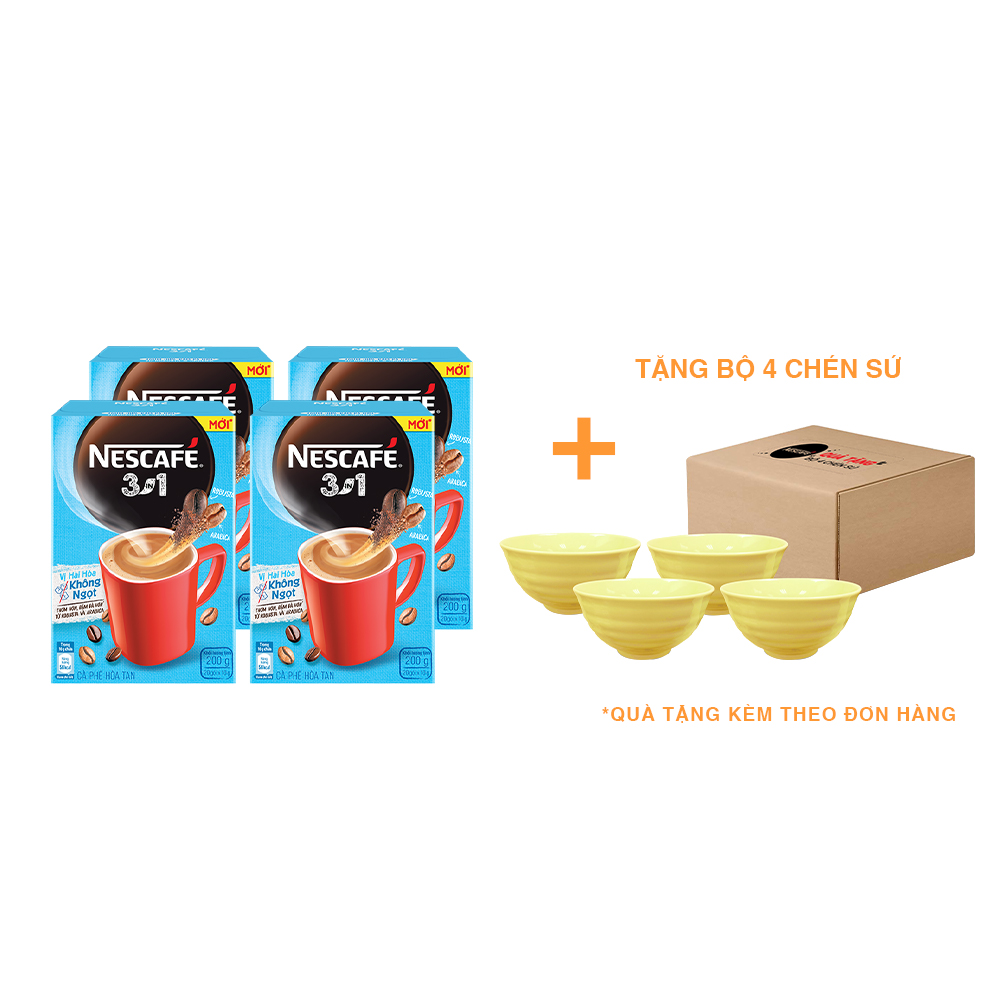 Combo 4 hộp cà phê hòa tan Nescafé 3in1 mới - vị hài hòa không ngọt -