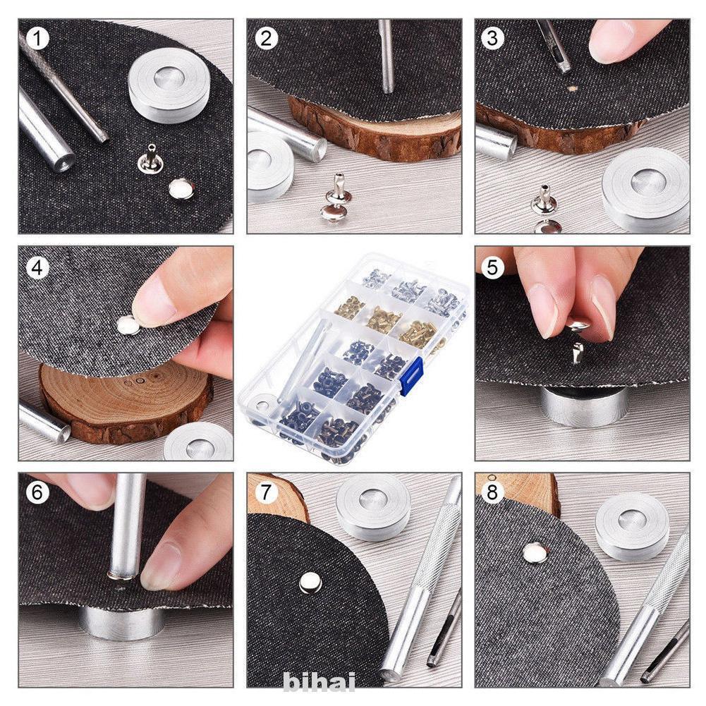 Nút tán rivet 2 mặt Bằng sắt xi Màu bạc, màu vàng, màu đồng Size 5mm, 6mm, 8mm, 9mm Đóng thùng giấy, thủ công
