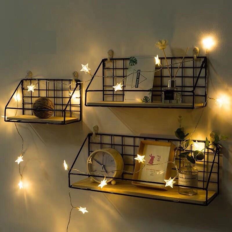 Kệ Sắt Đáy Gỗ Treo Tường Để Đồ, Decor Trang Trí Nhà Cửa Đa Năng ( Tặng Kèm Đinh