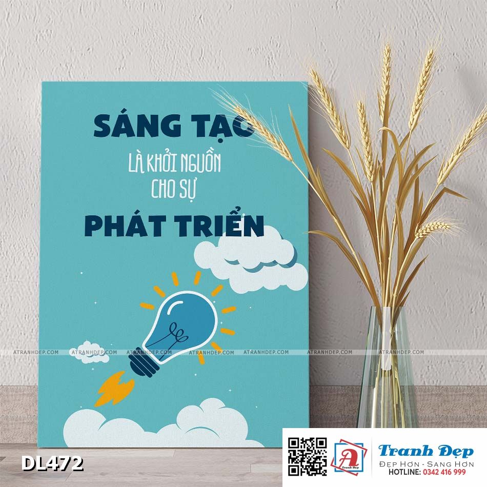 Tranh động lực trang trí phòng làm việc - Sáng tạo là khởi nguồn cho sự phát triển - DL472