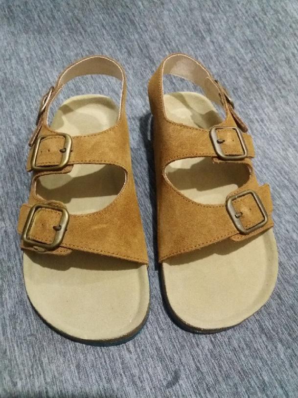 Giày Sandal Nữ Quai Ngang Da Bò Nâu A01