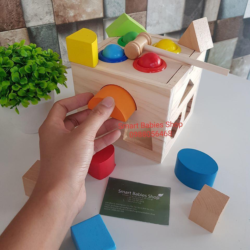 Hộp thả hình đập bóng đa năng bằng gỗ cho bé