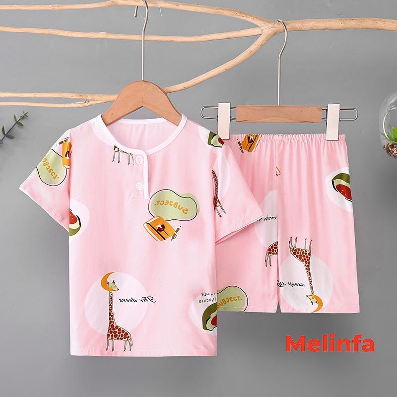 Bộ đồ cho bé trai và gái chất vải lanh cotton thoáng mát áo ngắn tay quần short cho từ 2-6 tuổi mã VABD0160