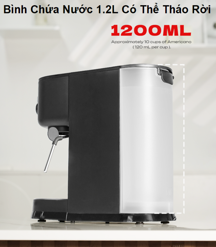 Máy pha cà phê Espresso, Cappuccino, Latte thương hiệu HiBREW H5B - Công suất 1500W, áp suất 15bar - Hàng chính hãng