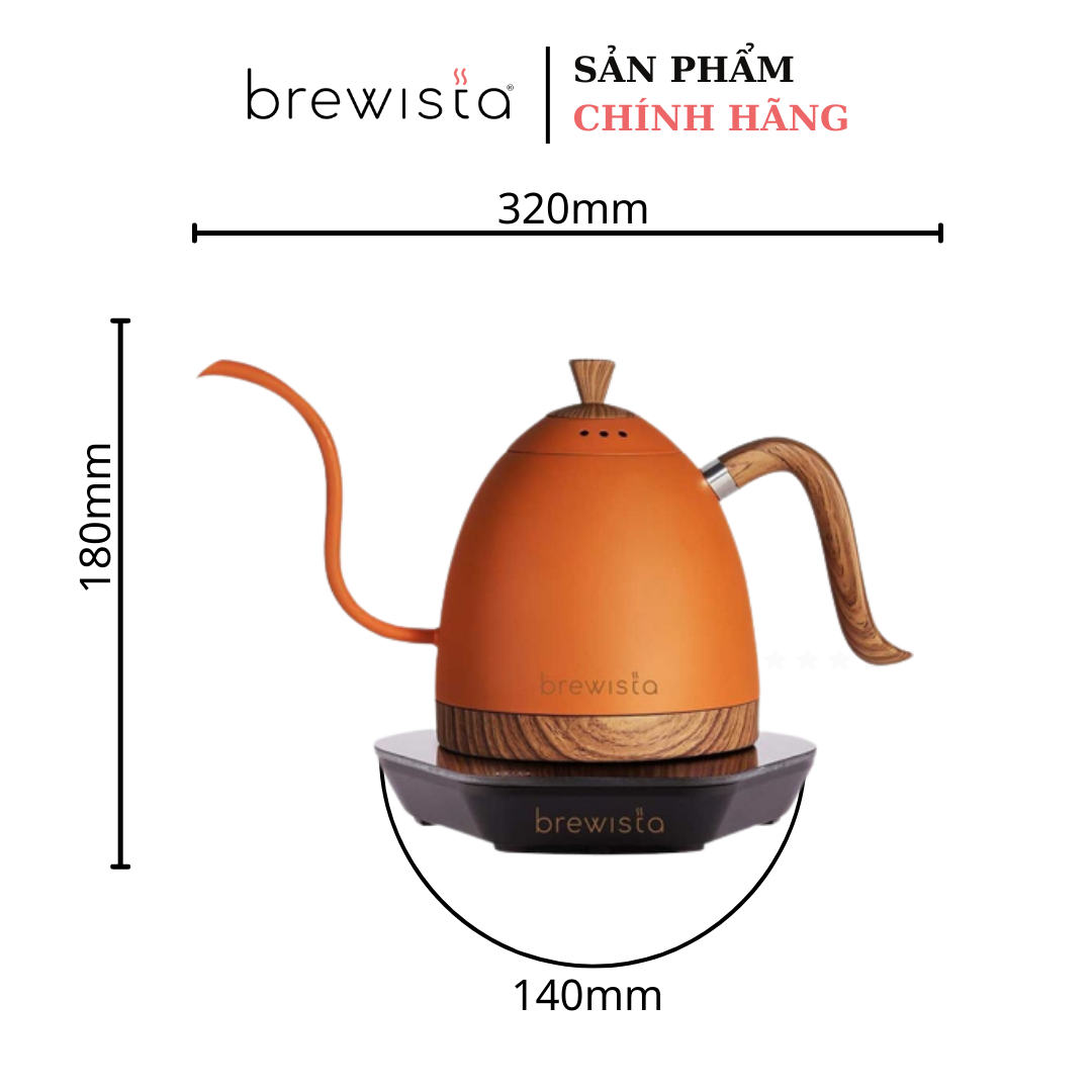 Ấm đun cảm ứng chuyên dụng rót cà phê Kettle 600ml - Orange (Chính hãng Brewista)