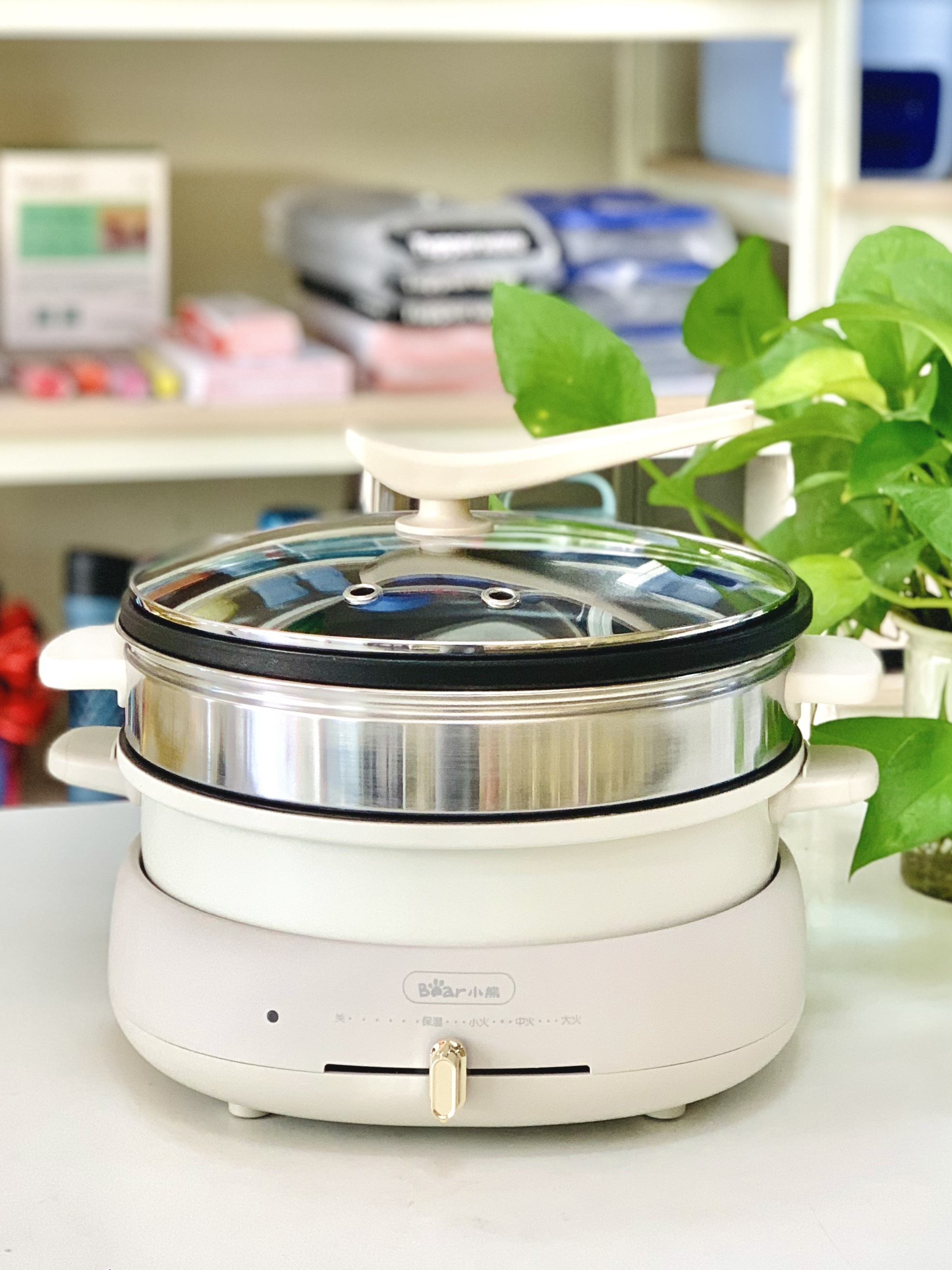 [Hàng chính hãng] Nồi lẩu Bear NĐ C40W2 - 3 khay in 1, dung tích 4L, chống dính tốt, kèm khay hấp