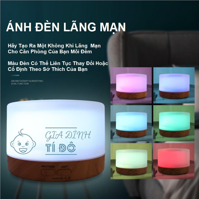 Máy Khuếch Tán Tinh Dầu Sử Dụng Công Nghệ Khuếch Tán Siêu Âm Có Remote Điều Khiển Từ Xa Dung Tích 500Ml Có Đèn Led 7 Màu