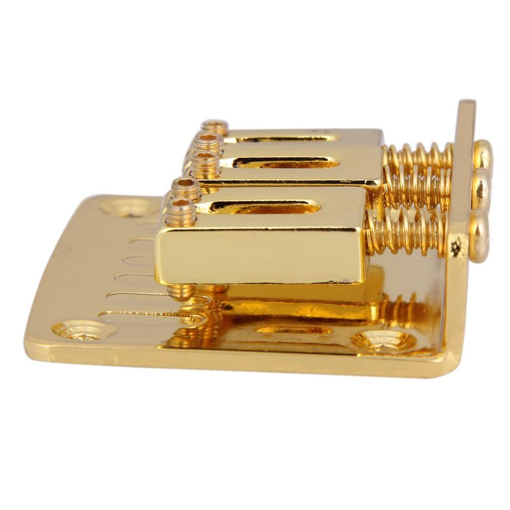 2X Guitar Bridge with Wrench Screw Set for 3 String Electric Gold