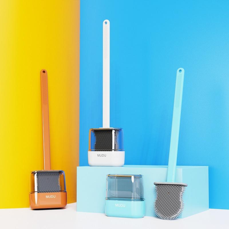 Bộ Bàn Chải Vệ Sinh Toilet Gắn Tường Bằng Silicone Tiện Dụng