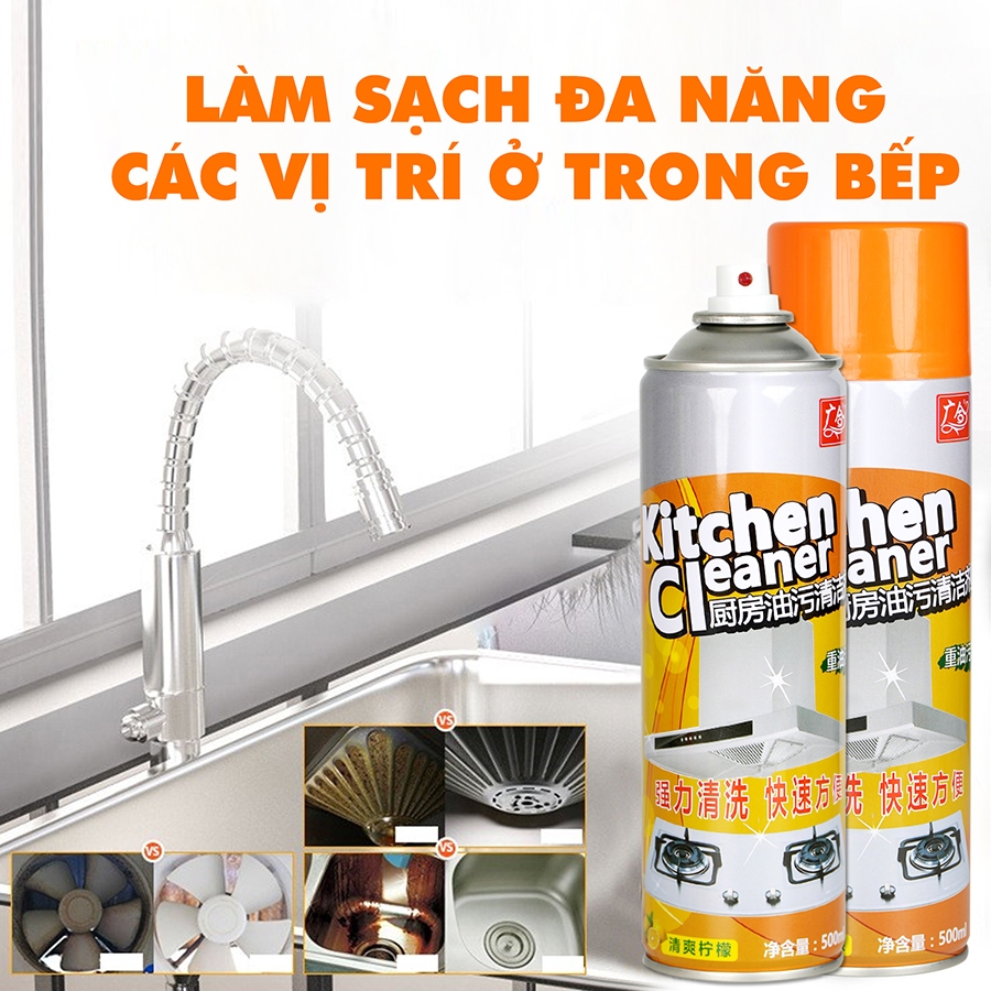 Bình Xịt Tẩy Rửa Vệ Sinh Nhà Bếp Đa Năng Dung Tích 500ml Loại Bỏ Dầu Mỡ Lâu Năm