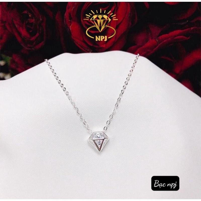 Dây chuyền Kim Cương ️ SIÊU XINH ️ , vòng cổ hột xoàn chất liệu Bạc đẹp- Bạc Npj