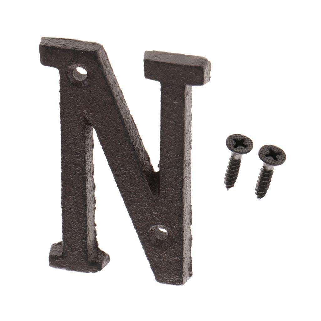 Cast Iron Creative DIY Door Plate Letter Label Sign Wall Home Decor N S