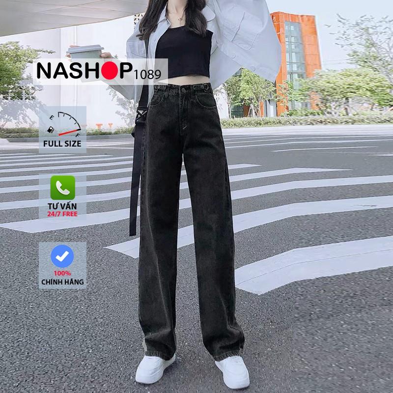 Quần jean bò ống suông rộng nữ màu đen đẹp mẫu mới hot 2021 QT27 nashop1089