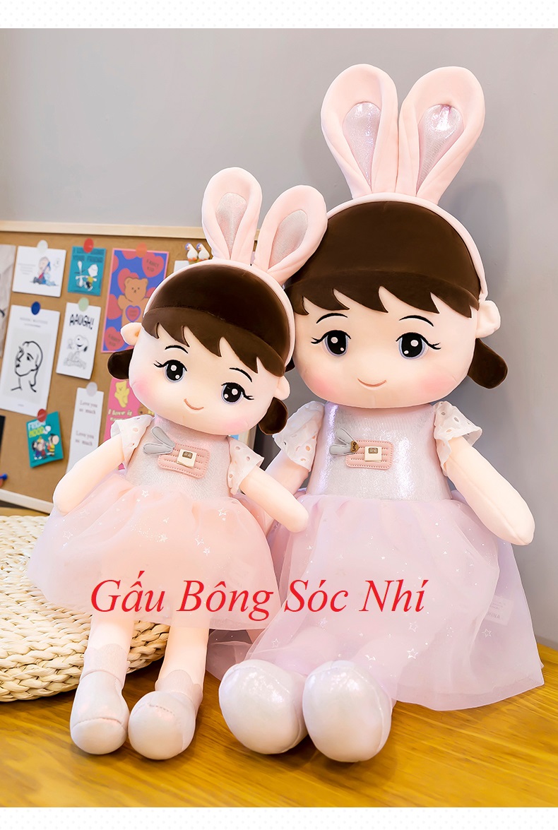 Gấu Bông Búp Bê Tai Thỏ Hàng Cao Cấp Quà Tặng Dễ Thương Cho Bé