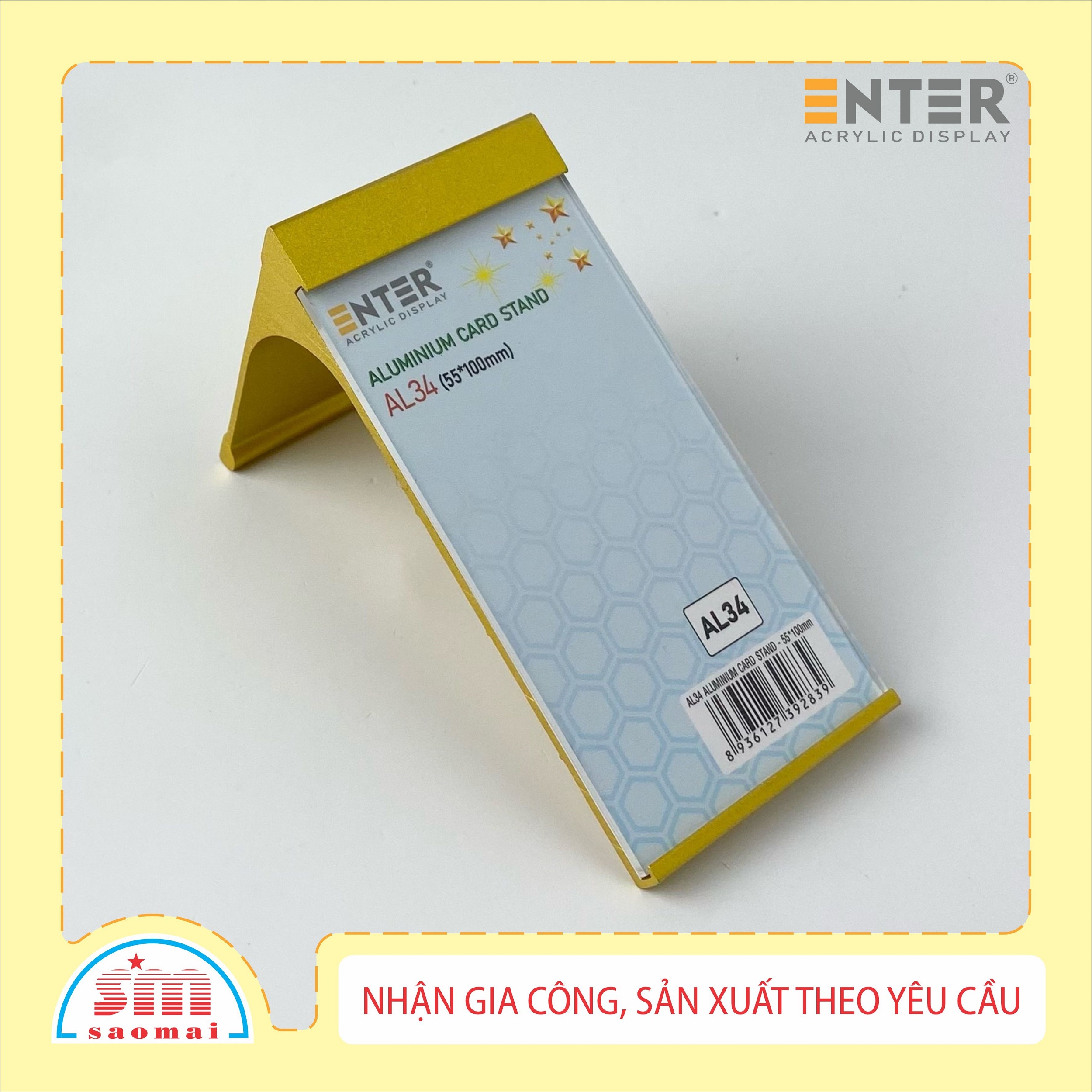Bảng thông tin để bàn nhôm Enter AL34 55x100mm, Khung thông tin sản phẩm, Khung bảng giá, Kệ trưng bày để bàn