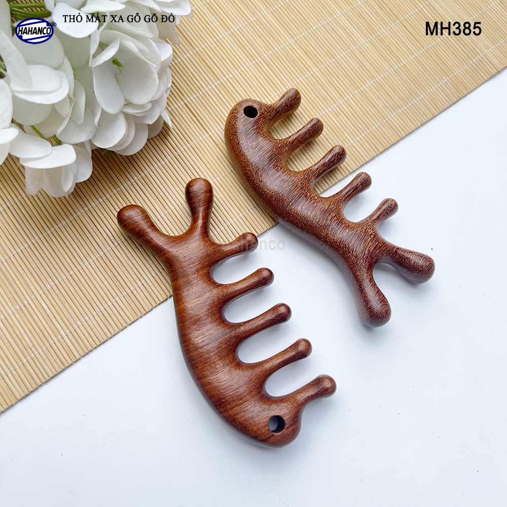 Dụng Cụ Mát Xa Tai Thỏ 5 Răng Gỗ Gõ Đỏ Thư Giãn Giảm Dụng Tóc - HAHANCO - MH385