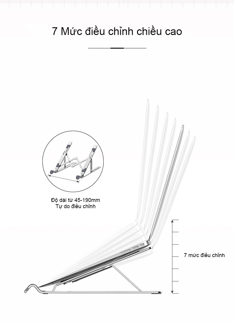 Giá Đỡ Laptop, Máy Tính Bảng Hợp Kim Nhôm 7 Mức Điều Chỉnh Chiều Cao Thông Thoáng Hỗ Trợ Tản Nhiệt Hàng Chính Hãng Tamayoko