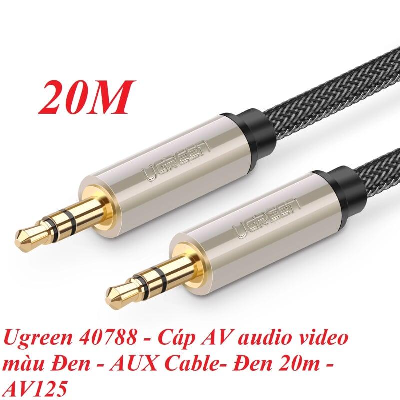 Ugreen UG40788AV125TK 20M màu Đen Cáp âm thanh 2 đầu 3.5mm dương đầu bọc kim loại cao cấp - HÀNG CHÍNH HÃNG