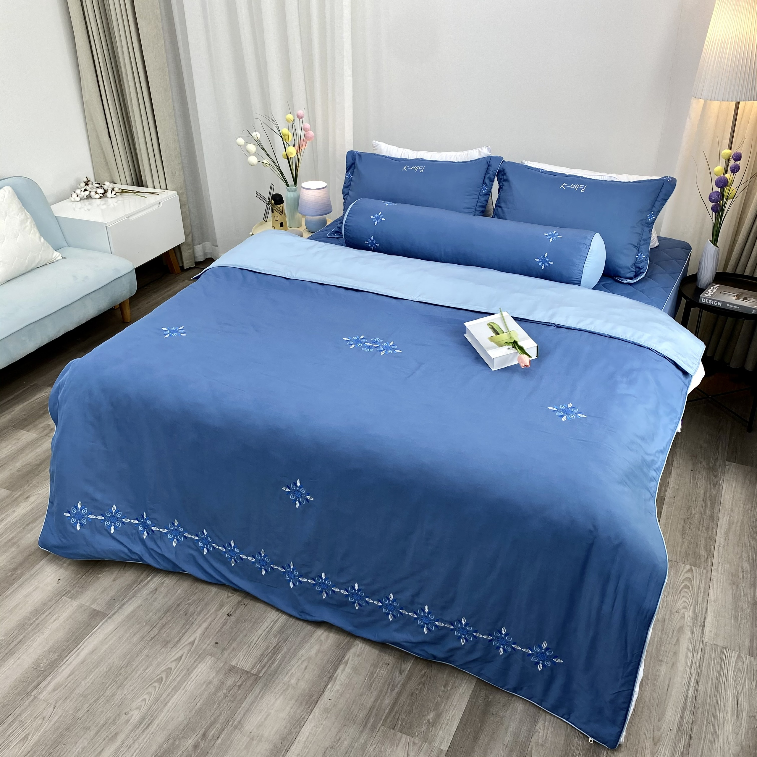 Chăn bốn mùa Hàn Quốc K-Bedding by Everon MicroTencel Xanh Đậm KMTS105 200*220cm