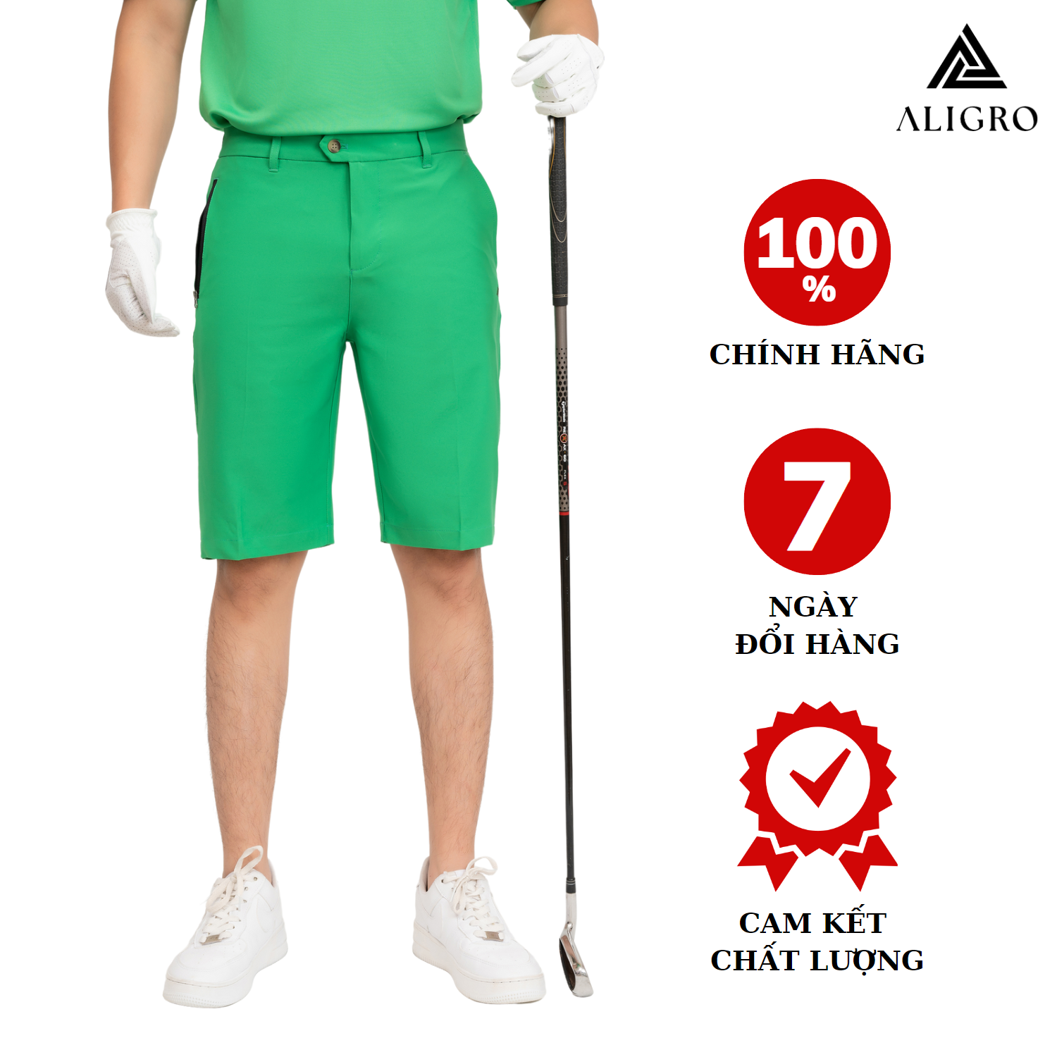 Quần short golf nam ALIGRO nhiều màu chất vải co giãn chống nhăn cực tốt, thoáng khí, thấm hút tốt QSMOG.20