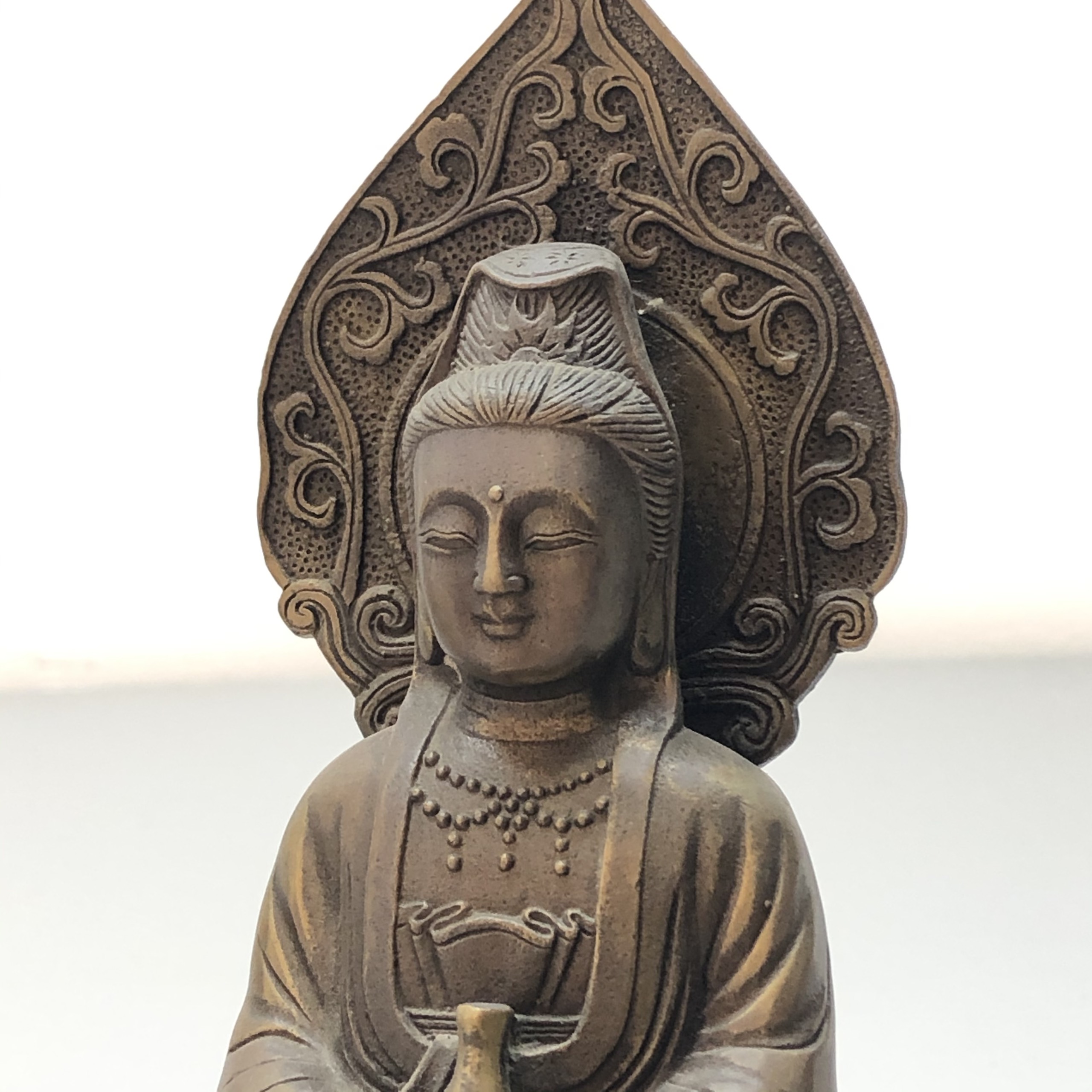 Tượng TÂY PHƯƠNG TAM THÁNH BẰNG ĐỒNG HUN CỔ cao 18cm TM121105