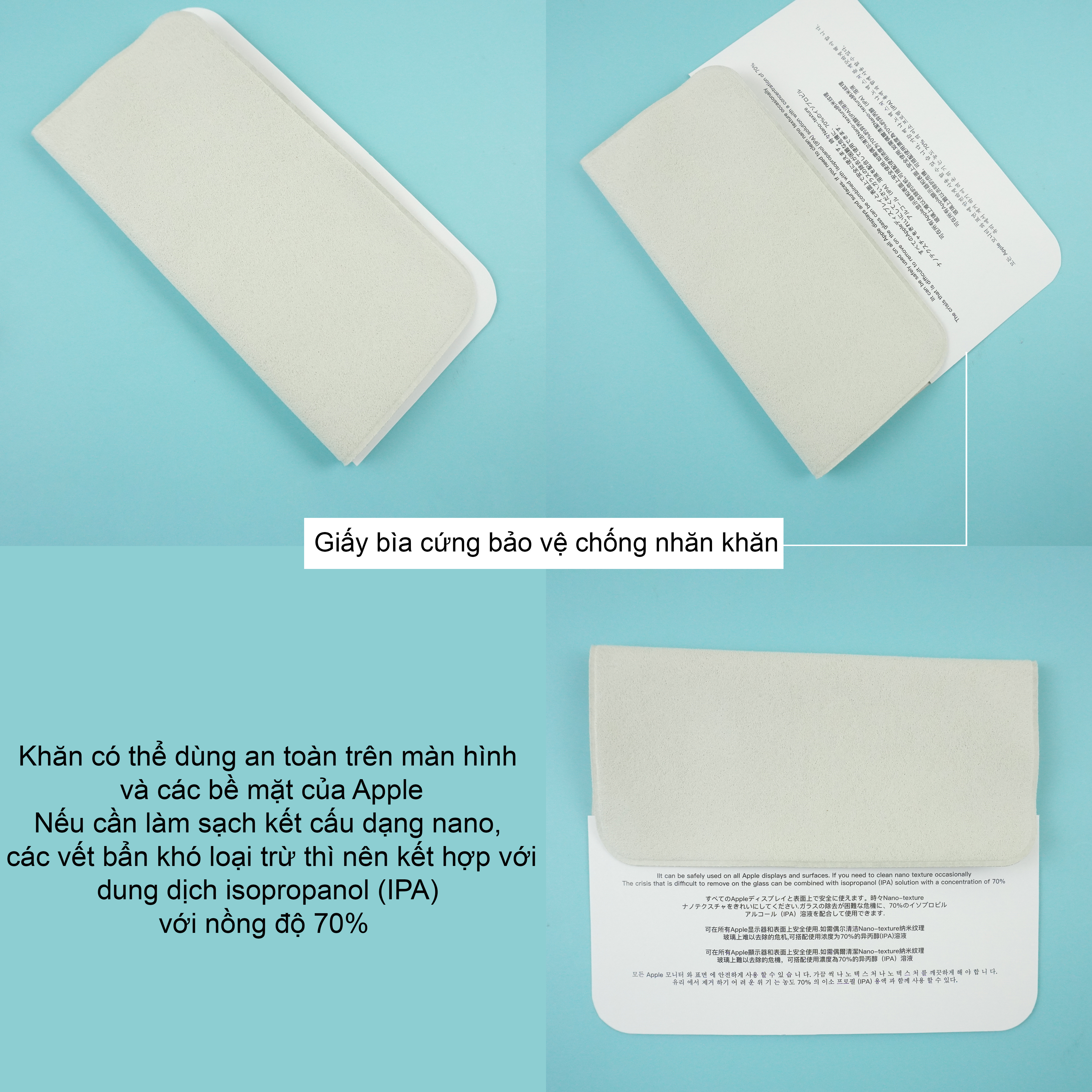 Khăn đánh bóng lau màn hình , chất liệu vải Microfiber