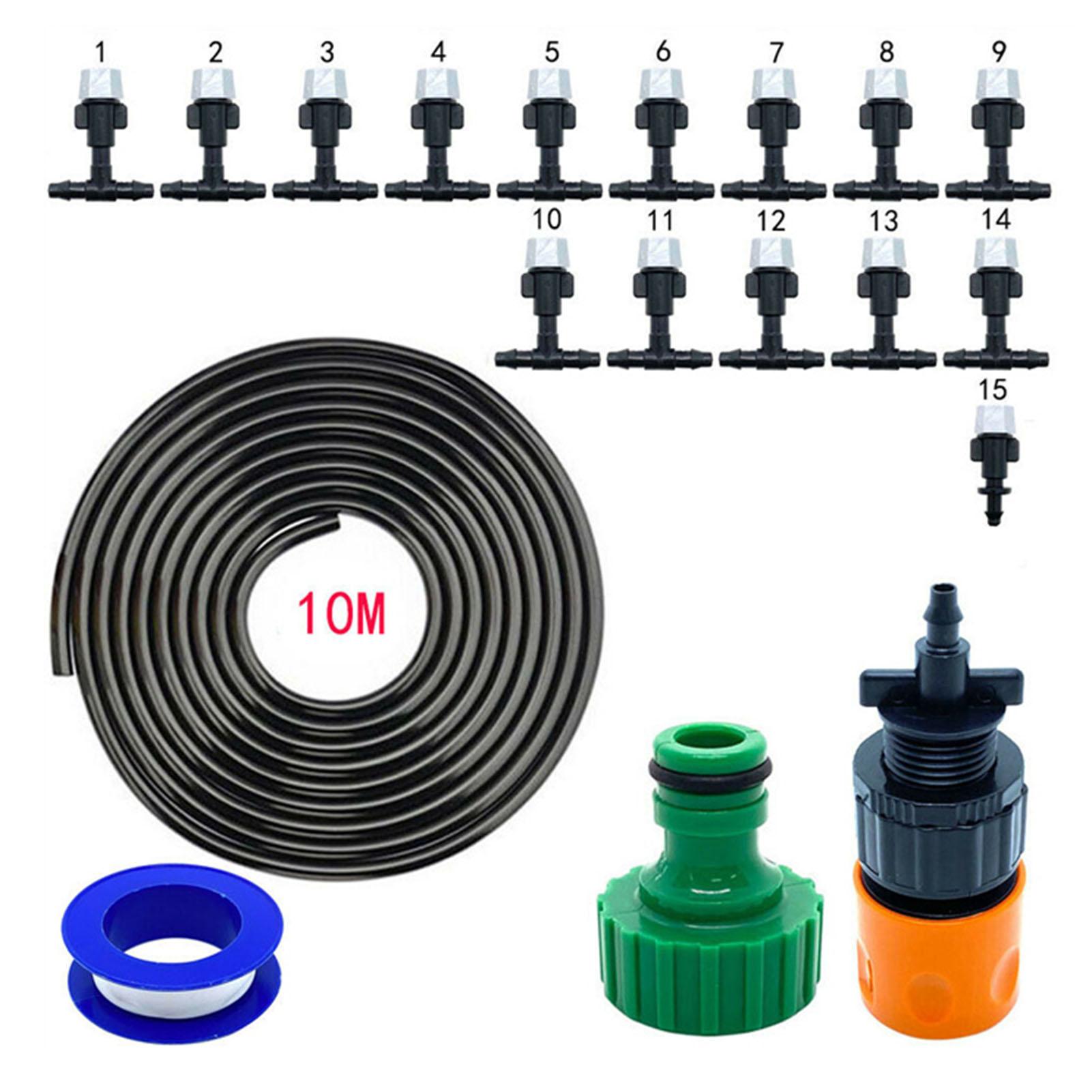 Bộ ống tưới nước nhỏ giọt 33ft, đi kèm với đầu phun sương có thể tháo rời, dễ dàng vệ sinh