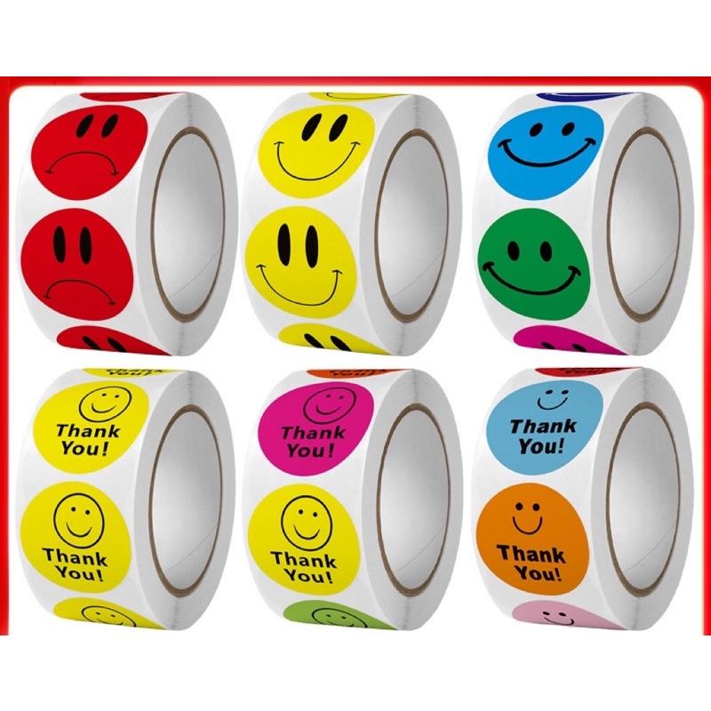 STICKER-Tem giấy Icon cười cổ vũ -cute -500tem/cuộn. NHIỀU MẪU