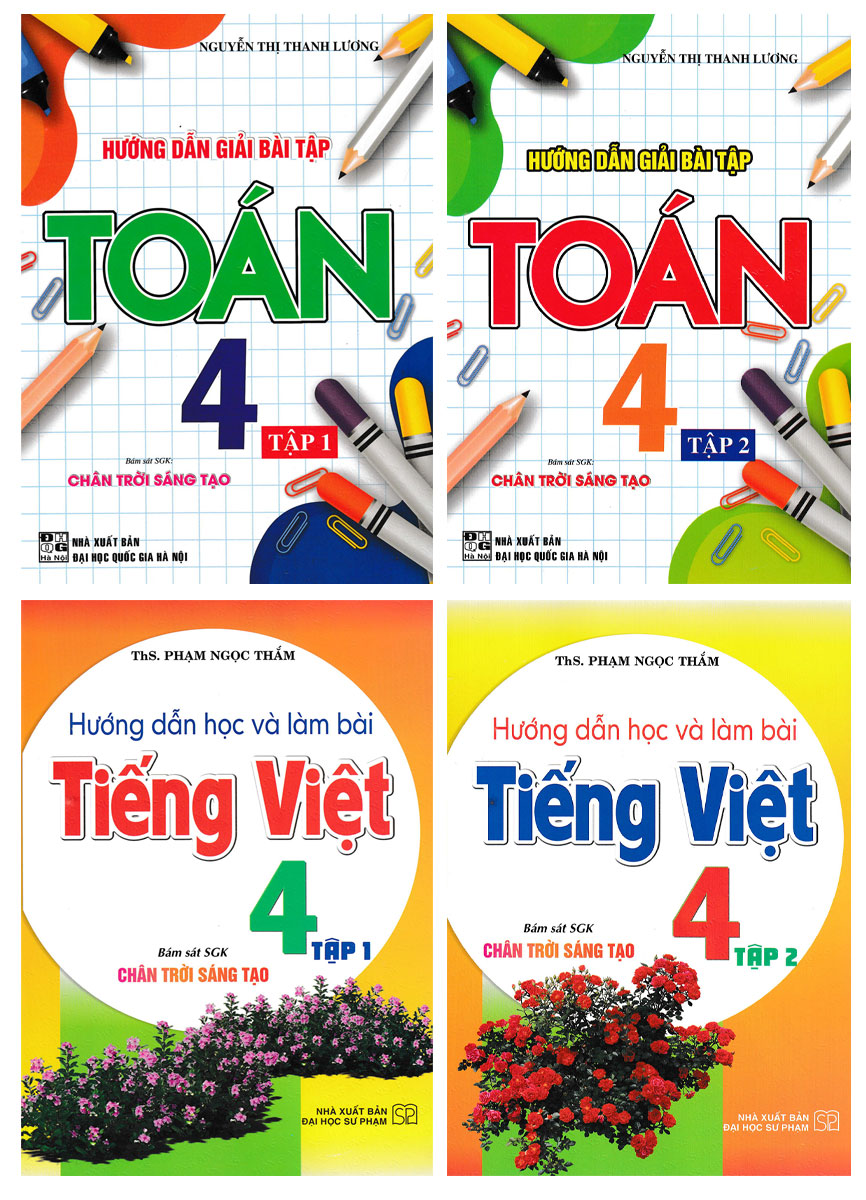 Combo Hướng Dẫn Giải Bài Tập Toán 4 + Hướng Dẫn Học Và Làm Bài Tiếng Việt 4 (Bám Sát SGK Chân Trời Sáng Tạo) (Bộ 4 Cuốn) _HA
