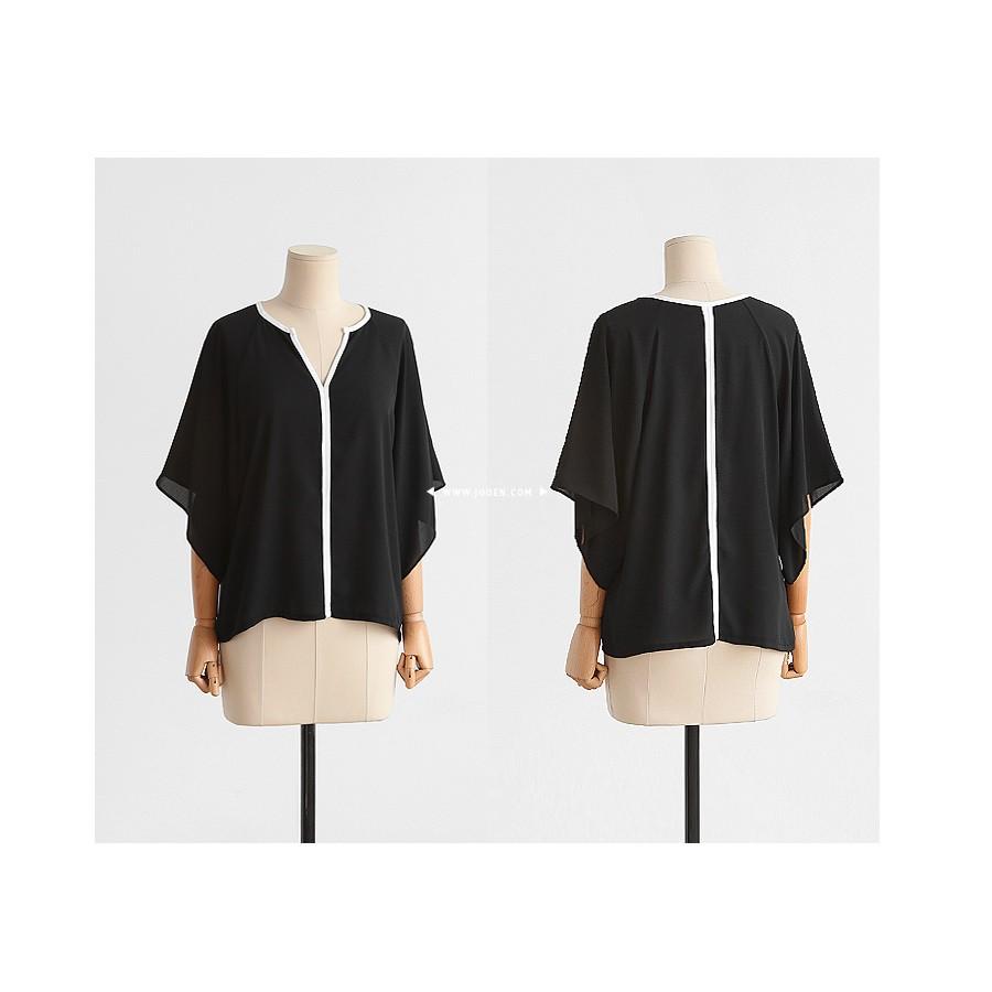 TK381-ÁO KIỂU VIỀN MÀU TAY NGẮN S-6XL
