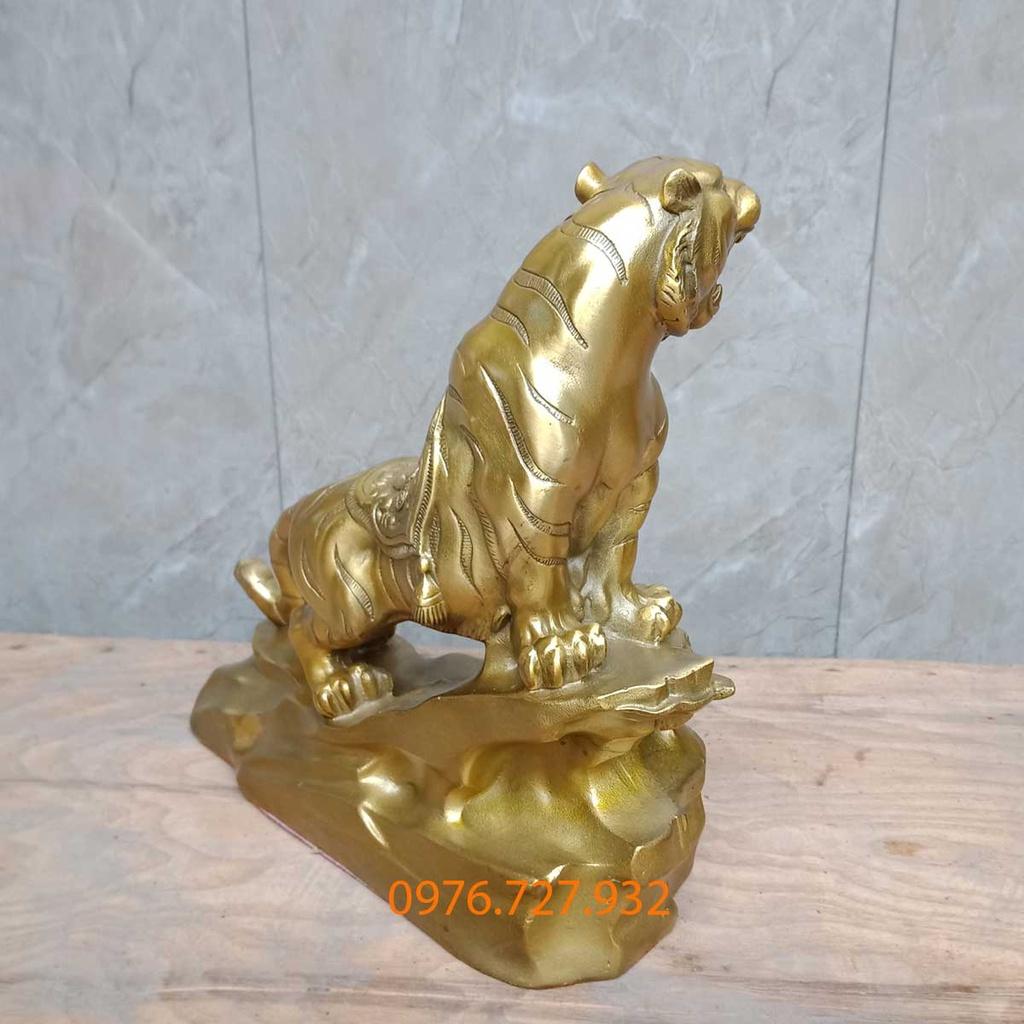 Mẫu tượng hổ bằng đồng chữ phúc dài 24cm, tượng hổ phong thủy