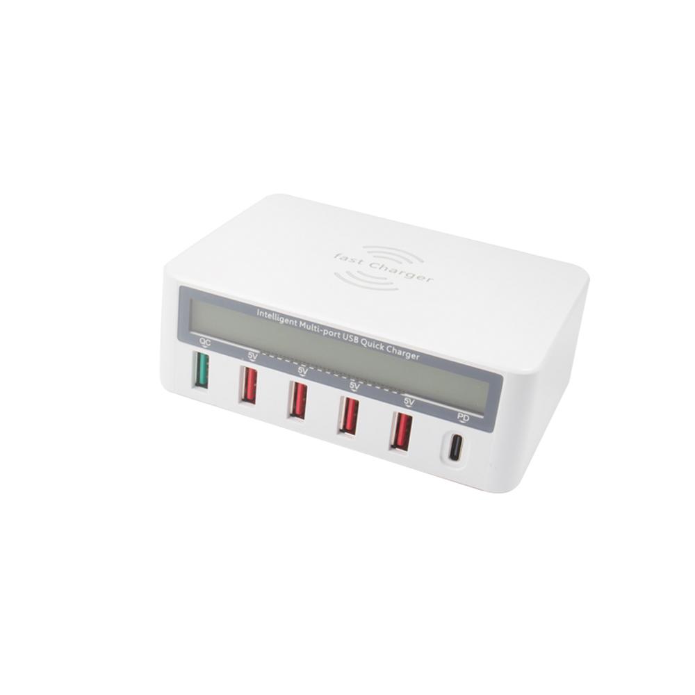 Thiết bị sạc không dây USB Qi đa chức năng Màn hình LCD 10W Sạc nhanh 3.0