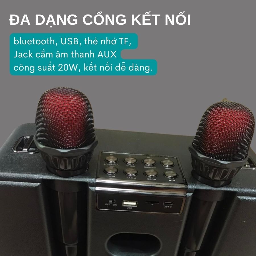Loa Bluetooth Karaoke M101 - Loa di động xách tay mini chất liệu nhựa ABS cao cấp , tặng kèm micro không dây hát nhiều tone giọng thú vị
