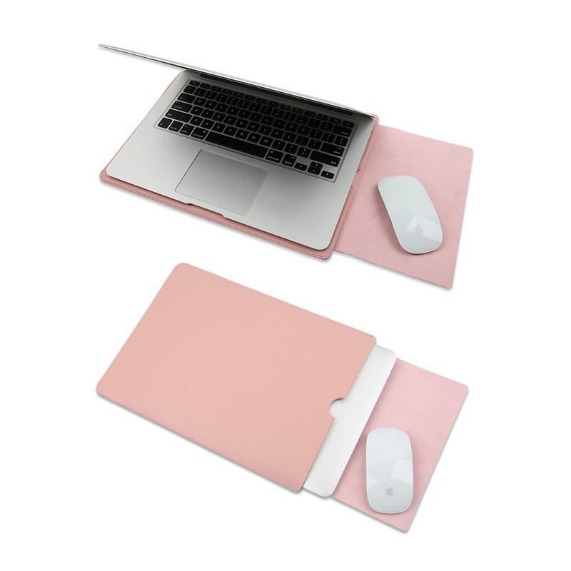 Túi đựng macbook da cao cấp 5 in 1 chất liệu PU chống nước (Màu Hồng) - Skylife