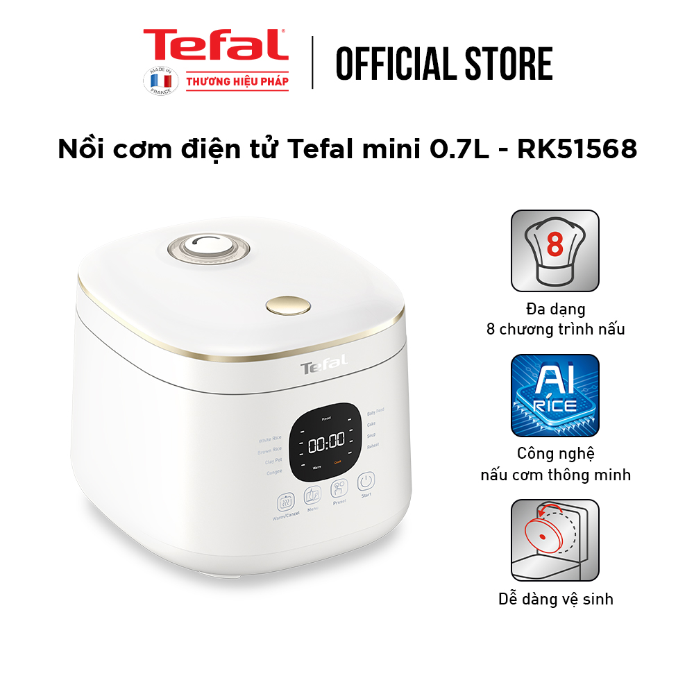 Nồi cơm điện tử Tefal Rice Mate Mini 0.7L RK515168 - Hàng chính hãng