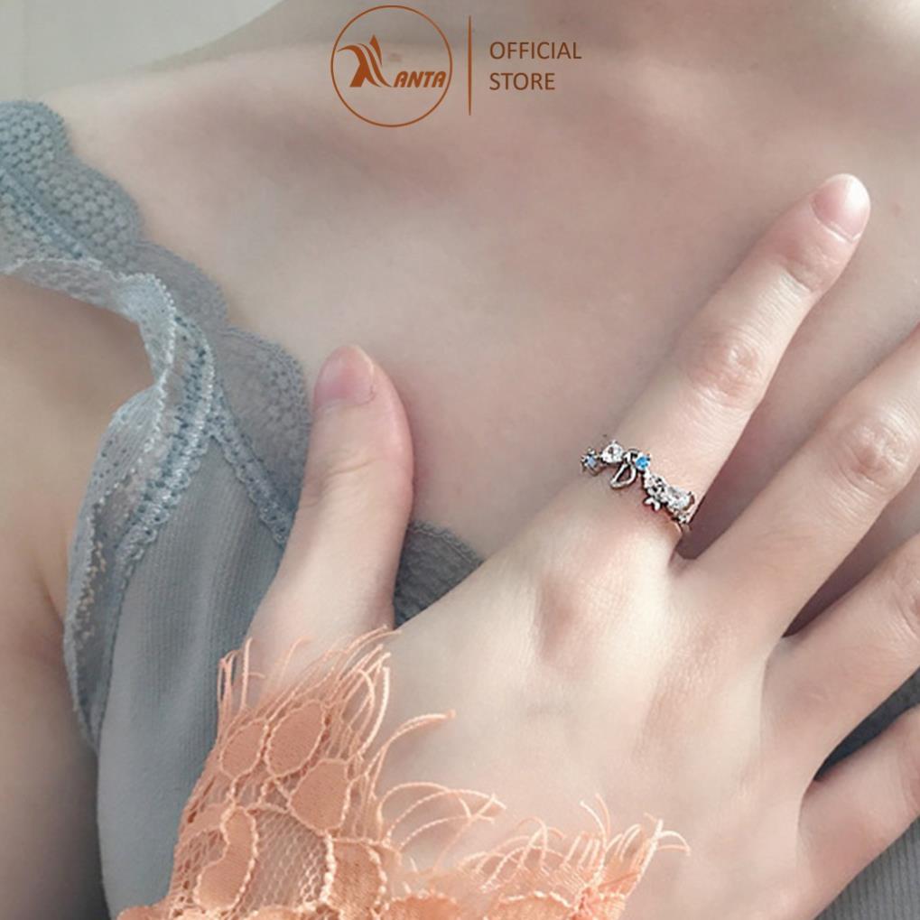 Nhẫn hoa, đính đá pha lê nhân tạo cá tính cho nữ ANTA Jewelry ATJ7034