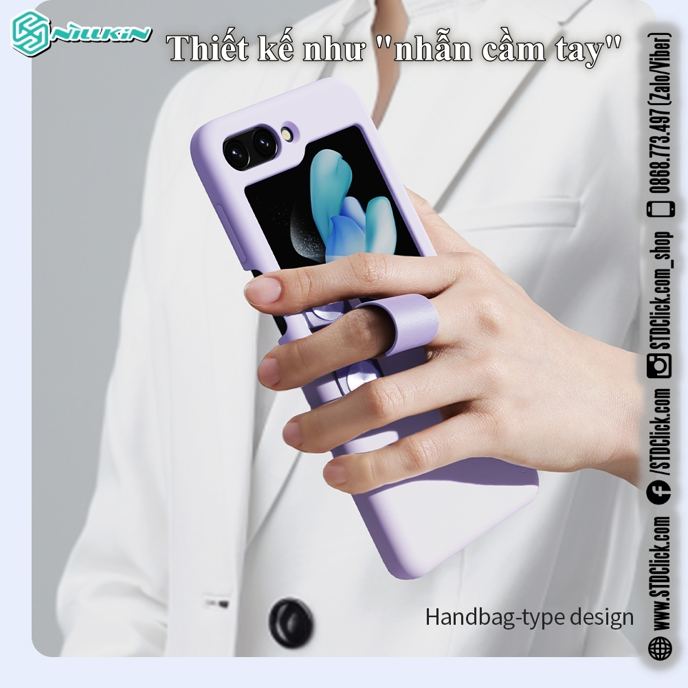 ỐP LƯNG DÀNH CHO ĐIỆN THOẠI SAMSUNG GALAXY Z FLIP 5 5G NILLKIN Flex Flip Finger Strap liquid silicone