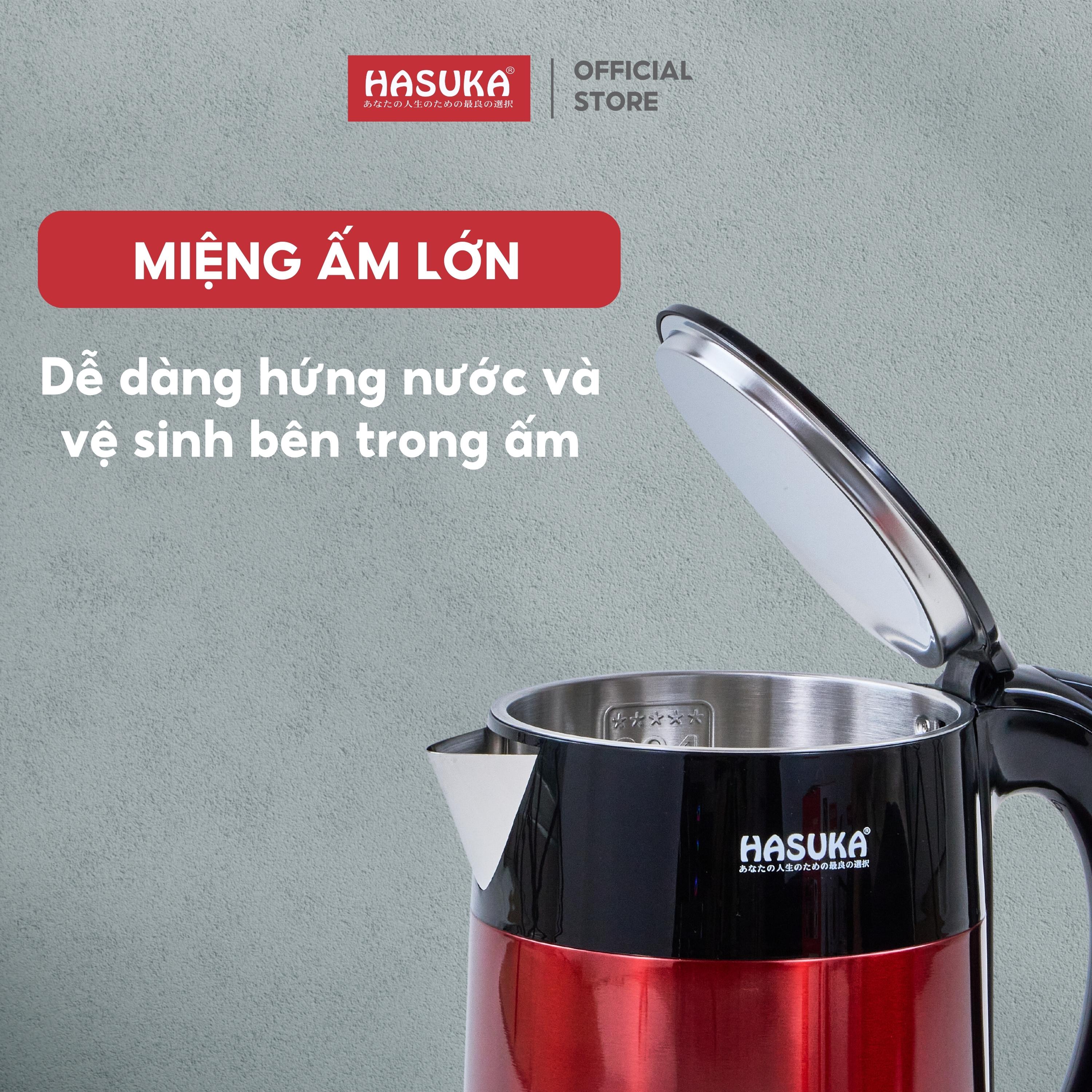 Ấm Siêu Tốc HASUKA HSK-222 dung tích 2L, công suất 1850-2200W- Lớp bên trong làm từ inox 304 thiết kế tay cầm cách nhiệt - HÀNG CHÍNH HÃNG